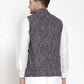 Jompers Men's Blue Woven Design Nehru Jacket ( JOWC 4011 Blue )