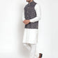 Jompers Men's Blue Woven Design Nehru Jacket ( JOWC 4011 Blue )