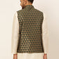 Men's Woven Design Waistcoat ( JOWC 4048Olive )