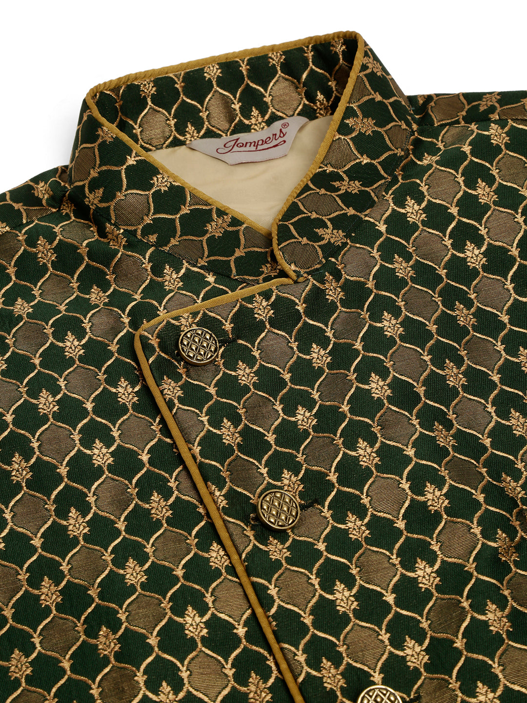 Men's Woven Design Waistcoat ( JOWC 4048Olive )
