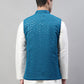 Men's Sequins Embroidered Rayon Nehru Jacket ( JOWC 4075Peacock )