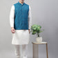 Men's Sequins Embroidered Rayon Nehru Jacket ( JOWC 4075Peacock )