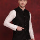 Black Woven Design Nehru Jacket ( JOWC 4091Black )