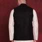Black Woven Design Nehru Jacket ( JOWC 4091Black )