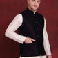 Navy Blue Woven Design Nehru Jacket ( JOWC 4091Navy )