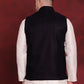Navy Blue Woven Design Nehru Jacket ( JOWC 4091Navy )
