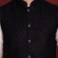 Navy Blue Woven Design Nehru Jacket ( JOWC 4091Navy )
