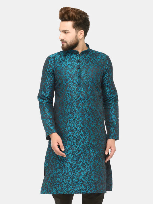 Men Green & Black Self Design Kurta Only ( JOK 517 Green )