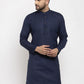 Men Navy Blue & White Solid Kurta Only ( KO 532 Navy )