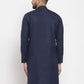 Men Navy Blue & White Solid Kurta Only ( KO 532 Navy )
