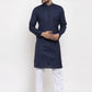 Men Navy Blue & White Solid Kurta Only ( KO 532 Navy )