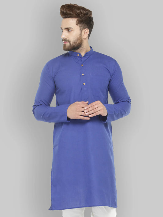 Royal Blue & White Solid Kurta Only ( KO 532 Royal )
