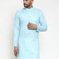 Jompers Men Sky-Blue & White Solid Kurta Only ( KO 611 Sky )