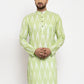 Jompers Men Lime Green Woven Design Ikkat Straight Kurta Only ( KO 615 Lime )