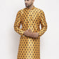 Jompers Men's Yellow Printed Kurta Only ( KO 624 Yellow )