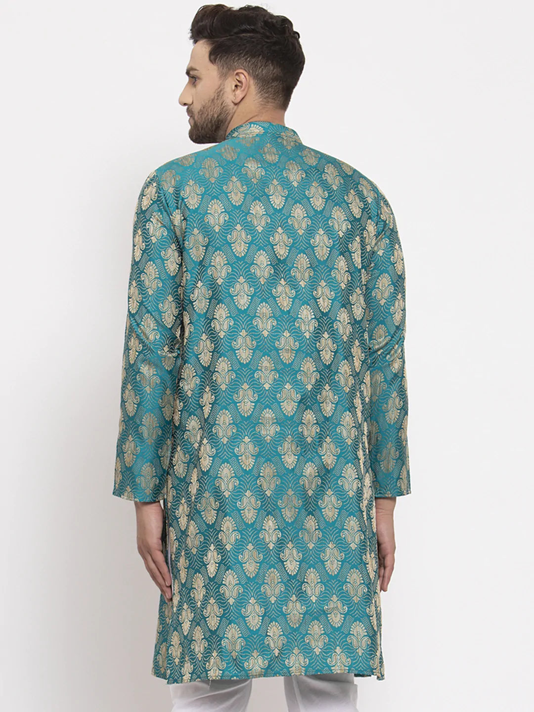 Jompers Men Green Jacquard Kurta Only ( KO 634 Green )