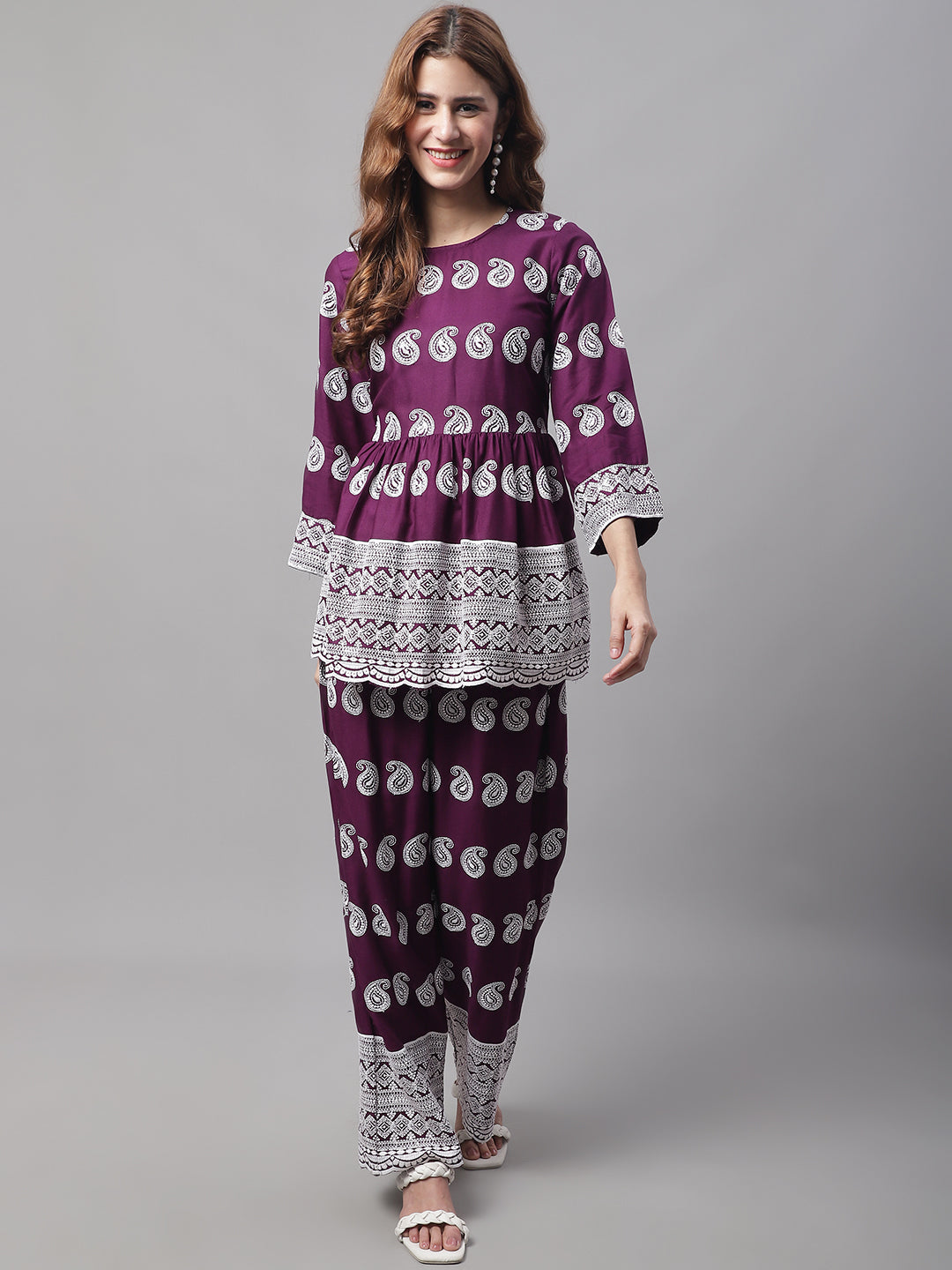 Women Embroidered and Sequin work Co-ords ( JNCS 3001 Purple )