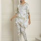 Women Beige Tie Dye Printed Rayon Kaftan Tunic With Trousers ( JNCS 3002Beige )