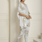 Women Beige Tie Dye Printed Rayon Kaftan Tunic With Trousers ( JNCS 3002Beige )