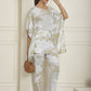 Women Beige Tie Dye Printed Rayon Kaftan Tunic With Trousers ( JNCS 3002Beige )