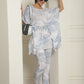 Women Light-Blue Tie Dye Printed Rayon Kaftan Tunic With Trousers ( JNCS 3002Light-Blue )