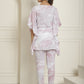 Women Light-Purple Tie Dye Printed Rayon Kaftan Tunic With Trousers ( JNCS 3002Light-Purple )