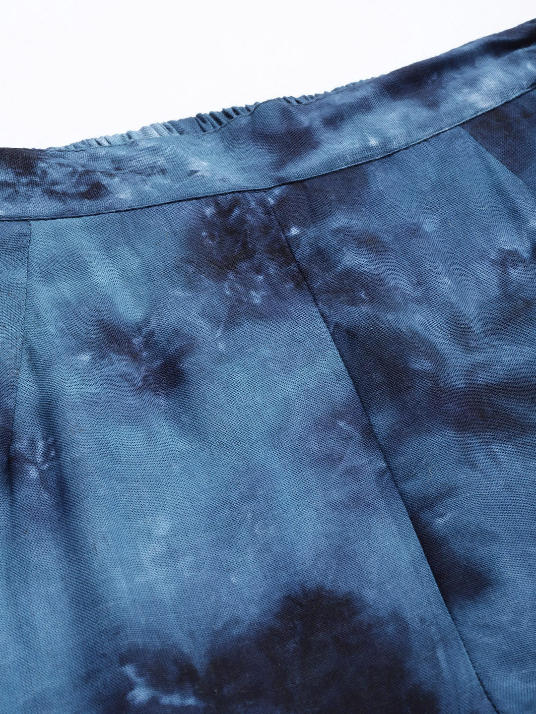 Women Navy Blue Tie Dye Printed Rayon Kaftan Tunic With Trousers ( JNCS 3002 Navy )