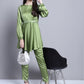 Women's Embroidered A-line Top and Trouser With Belt ( JNCS 3005 Green )