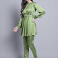 Women's Embroidered A-line Top and Trouser With Belt ( JNCS 3005 Green )