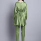 Women's Embroidered A-line Top and Trouser With Belt ( JNCS 3005 Green )