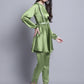 Women's Embroidered A-line Top and Trouser With Belt ( JNCS 3005 Green )