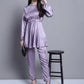 Women's Embroidered A-line Top and Trouser With Belt ( JNCS 3005 Purple )