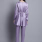 Women's Embroidered A-line Top and Trouser With Belt ( JNCS 3005 Purple )
