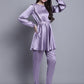 Women's Embroidered A-line Top and Trouser With Belt ( JNCS 3005 Purple )