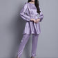 Women's Embroidered A-line Top and Trouser With Belt ( JNCS 3005 Purple )
