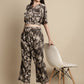 Women Brown Printed Crop Top With Palazzos ( JNCS 3006Brown )