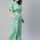 Women Green Printed Crop Top With Palazzos ( JNCS 3006 Green )
