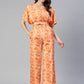 Women Orange Printed Crop Top With Palazzos ( JNCS 3006 Orange )