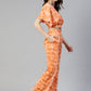 Women Orange Printed Crop Top With Palazzos ( JNCS 3006 Orange )
