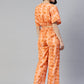 Women Orange Printed Crop Top With Palazzos ( JNCS 3006 Orange )
