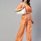 Women Orange Printed Crop Top With Palazzos ( JNCS 3006 Orange )