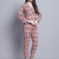 Women's Digital Printed Crop Top and Jacket Set ( JNCS 3007 Red )