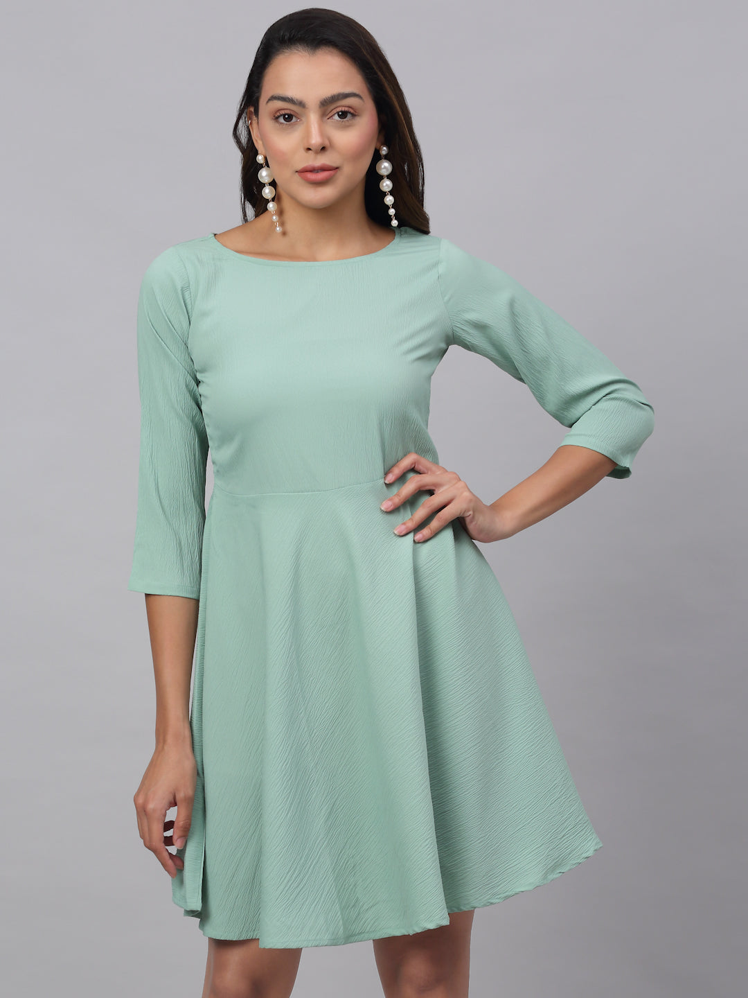 Women Green A-Line Dress ( JND 1001Green )