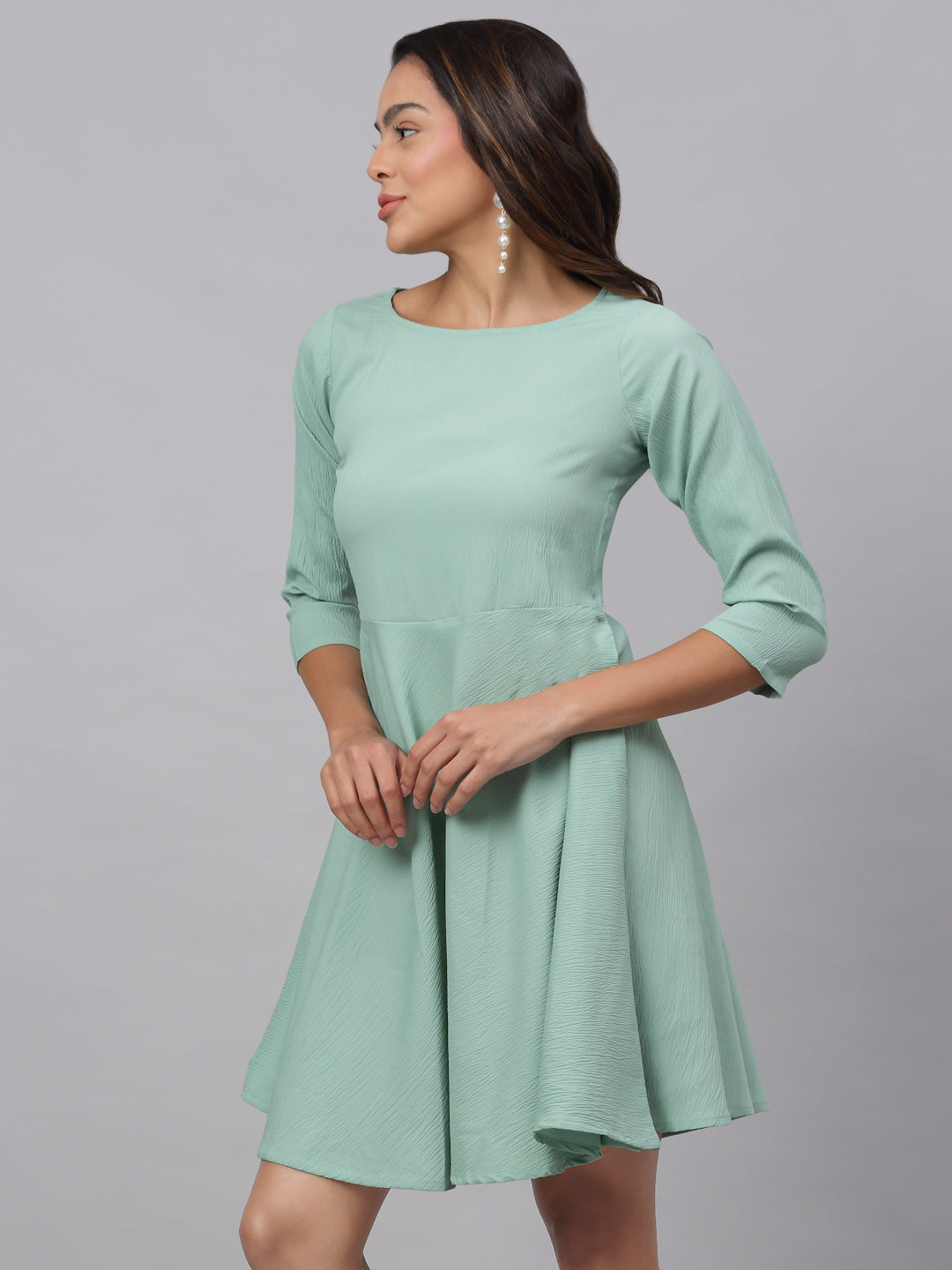 Women Green A-Line Dress ( JND 1001Green )