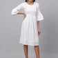 Women White Solid Fit & Flare Dress ( JND 1002White )