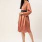 Women Peach-Coloured Satin Dress with Belt ( JND 1004Brown )