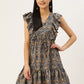 Printed Tiered Dress with  frills