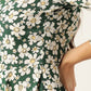 Women Floral Print Puff Sleeves Crepe Midi Dress ( JND 1009Green )