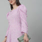 Women's Floral Print Square Neck Puff Sleeved Flaired Dress
