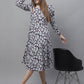 Women's Floral Print Square Neck Puff Sleeved Flaired Dress